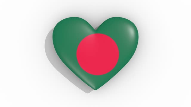 Herz-in-den-Farben-der-Flagge-von-Bangladesch-Impulsen,-Schleife