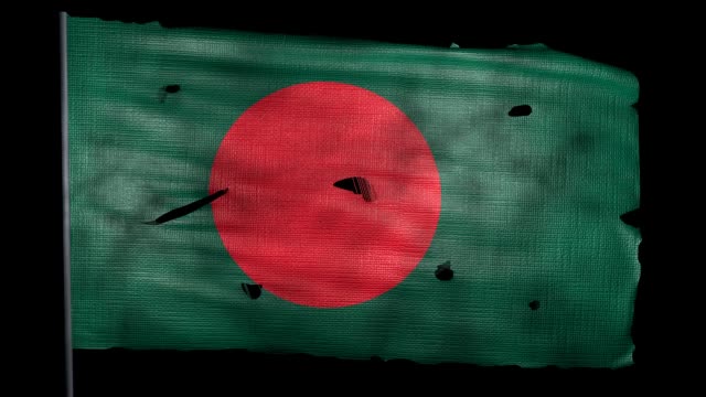 Ragged-Bangladesh-flag-is-waving-in-the-wind-with-alpha-channel