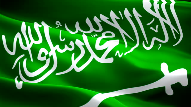 Saudi-Flagge-Closeup-1080p-Full-HD-1920X1080-Filmvideo-winken-in-Winde.-Nationale-3d-saudische-Flagge-winkt.-Zeichen-von-Saudi-Arabien-nahtlose-Loop-Animation.-HD-HD-Auflösung-aus-Saudi-Fahne-1080p