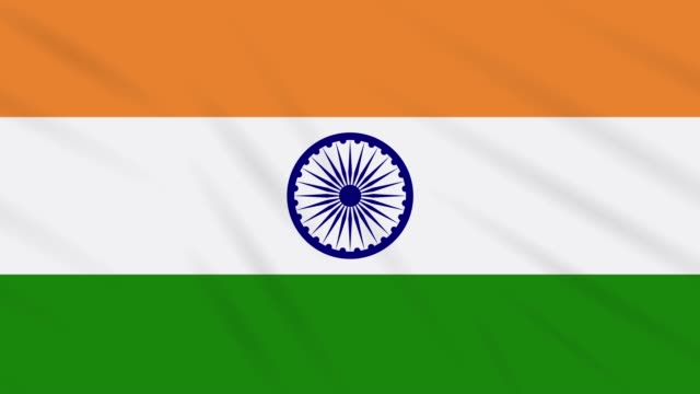 Bandera-de-la-India-ondeando-fondo-de-tela,-bucle