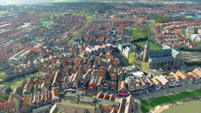 Volendam-town-in-North-Holland-in-the-Netherlands-Aerial-View