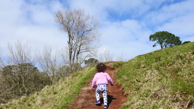 Little-girl-climb-on-a-hill