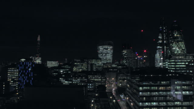 Zeitraffer-der-Stadt-London---Nacht