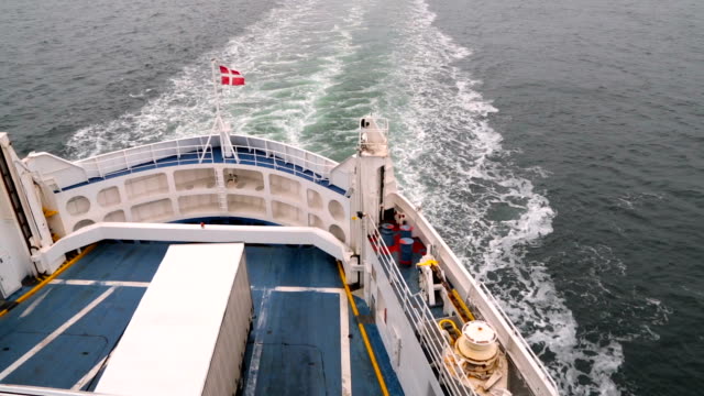 Danish-flag-fluttering-in-the-wind-on-the-ship