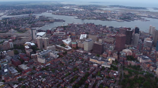 Vista-aérea-de-Boston,-Massachusetts