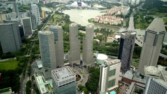 Aerial-footage-of-Suntec-City-shopping-mall-and-the-surrounding-hotels.