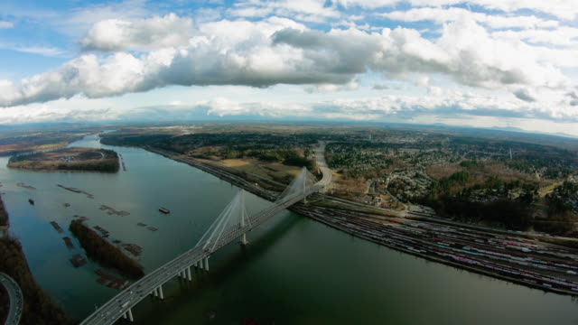 Port-Mann-Bridge-Aerial-Flyover-Fraser-River-British-Columbia-Canada
