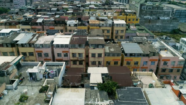 Panorama-of-Hong-Kong-city-old-skyline-residential-houses.-Urban-district-aerial-view.