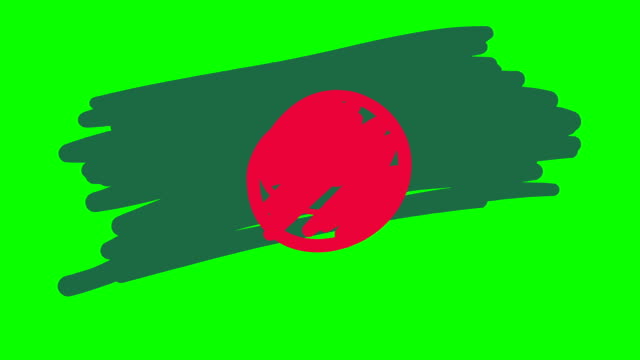 Bandera-de-Bangladesh-dibujo-en-pizarra-pantalla-verde-aislado