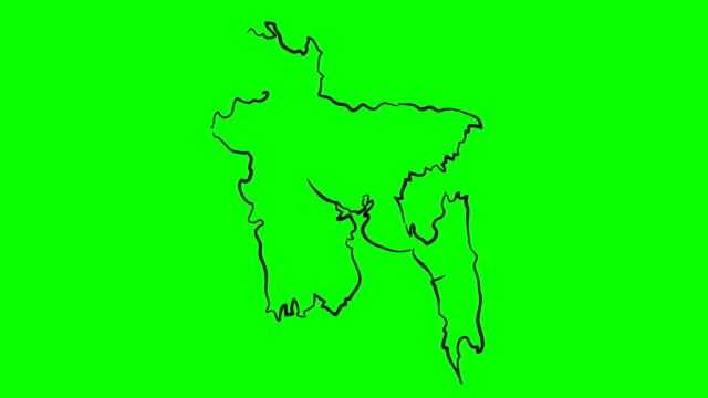 Bangladesch-Zeichnung-Umriß-auf-green-Screen-isoliert-whiteboard