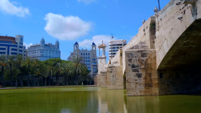 Historical-buildings-in-Valencia-(Spain)-with-beautiful-blue-towers