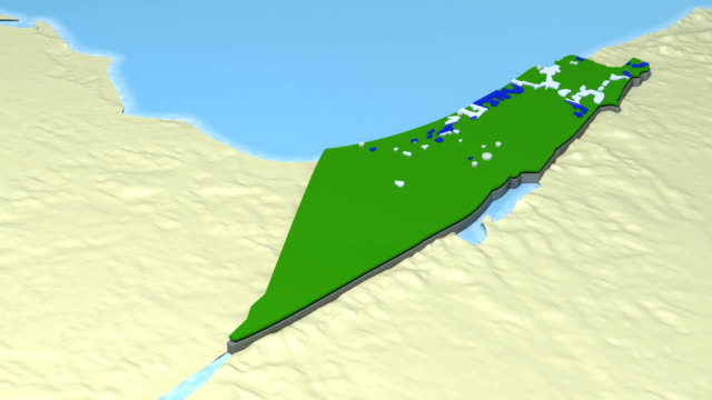 Israel-Karten//-Nahost-Konflikt-3D-Visualisierung