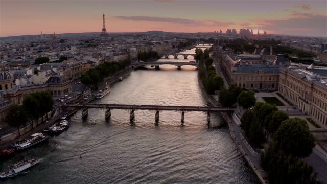 Aerial-view-of-Paris-during-sunset
