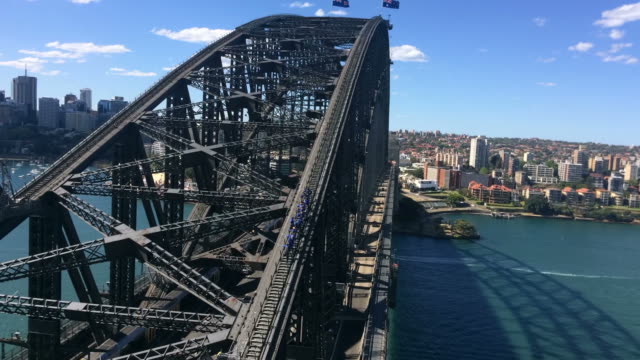 Zeitraffer-Luftaufnahme-der-Sydney-Harbour-Bridge