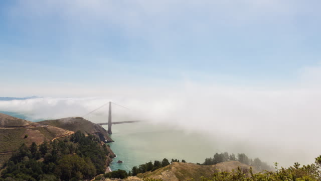 Golden-Gate-Bridge-und-San-Francisco-Tag-Timelapse-Nebel