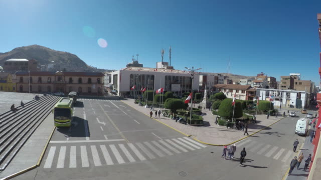 Puno,-Plaza-de-armas,-time-lapse-video