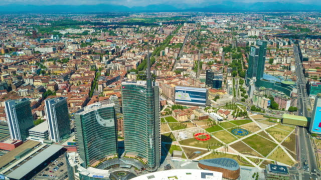 sunny-day-milan-city-modern-downtown-park-aerial-panorama-4k-time-lapse-italy