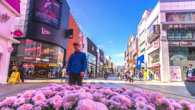 4k,-Time-lapse-People-and-cars-in-the-street-at-busan-city-South-Korea
