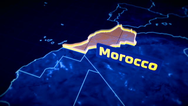 Morocco-country-border-3D-visualization,-modern-map-outline,-travel