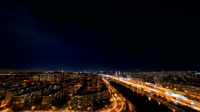 The-beautiful-view-on-the-evening-city-landscape.-time-lapse