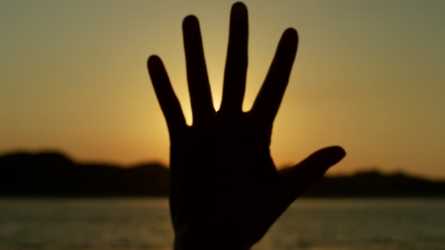 Silhouette-Of-Woman-Making-Flare-Shape-With-Hands-Against-Sun