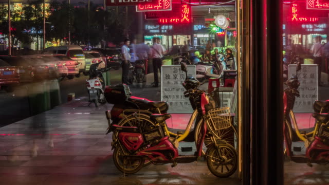 Lapso-de-tiempo-de-compras-Street-de-noche-China