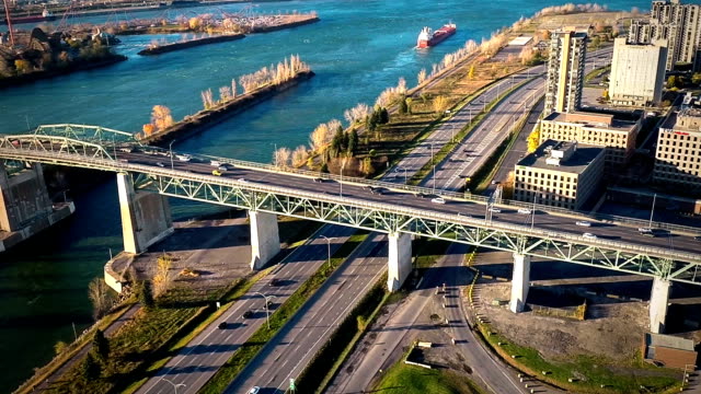 Aerial-Footage-of-Montreal-Jacques-Cartier-Bridge