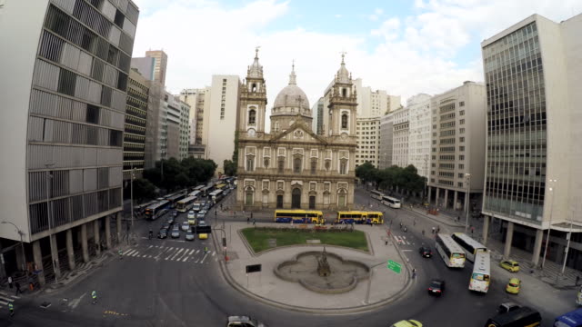 Iglesia-Vista-aérea-de-Candelaria-en-el-centro-de-la-ciudad,-Rio-de-Janeiro,-Brasil