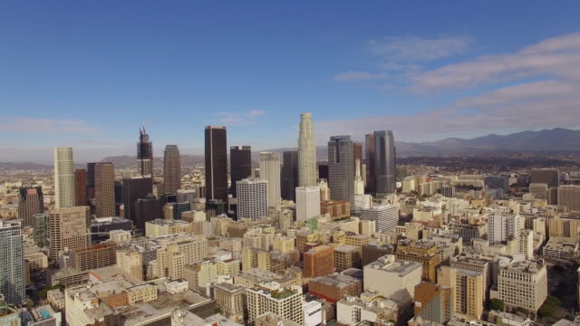 Luftbild-sonnige-Wetter-der-Innenstadt-von-Los-Angeles