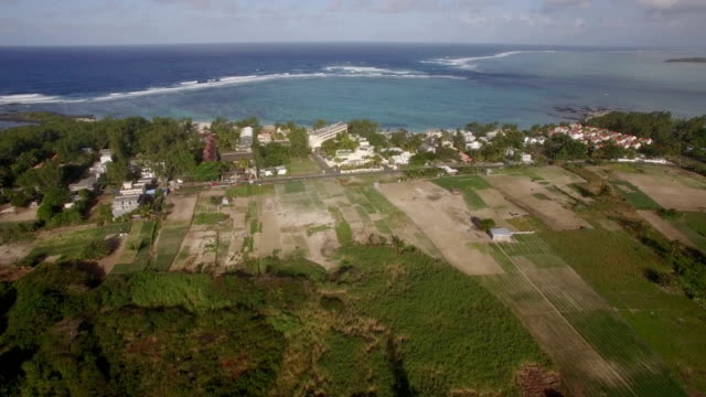 Luftaufnahme-der-Insel-Mauritius-und-Indischer-Ozean