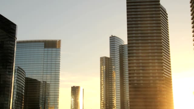 pan-across-vegas-skyscrapers-evening