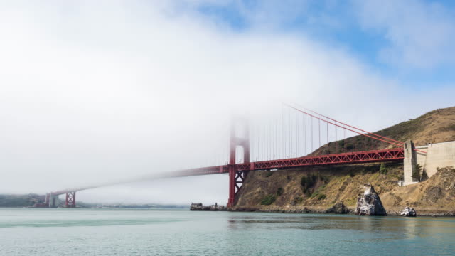 Golden-Gate-Bridge-und-San-Francisco-Tag-Timelapse-Nebel