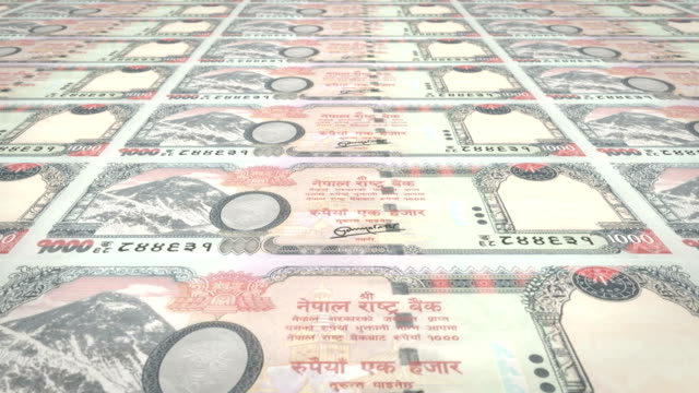 Banknotes-of-one-thousand-nepalese-rupee-of-Nepal,-cash-money,-loop