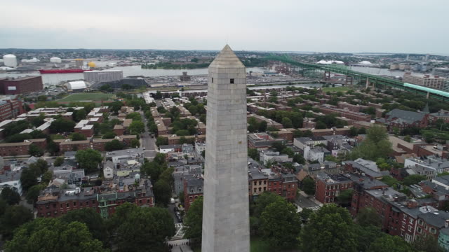 Massachusetts-de-monumento-de-Bunker-Hill-vídeo-aéreo