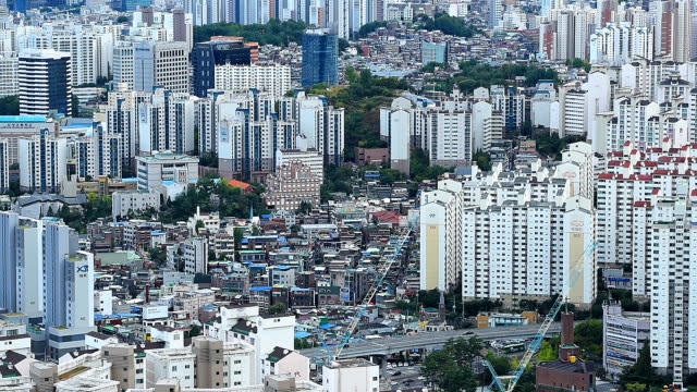 Vista-aérea-Skyline-de-la-ciudad-de-Seoul-en-Seúl,-Corea-del-sur