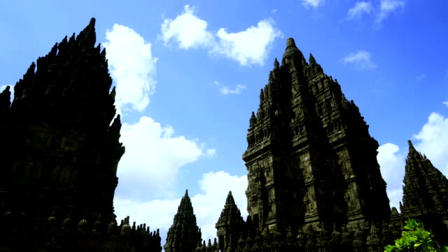 Time-lapse-of-moving-clouds-at-Prambanan-Temple-area