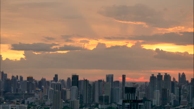 Sonnenuntergang-mit-Stadtbild-Ansicht-Zeitraffer