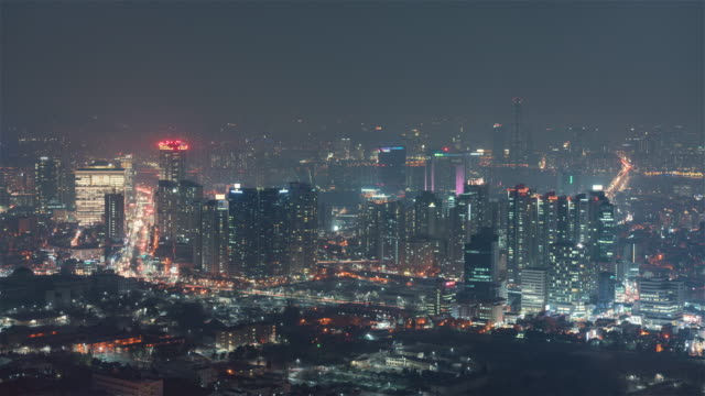 Seoul,-Korea,-Timelapse----The-south-of-Seoul-at-night