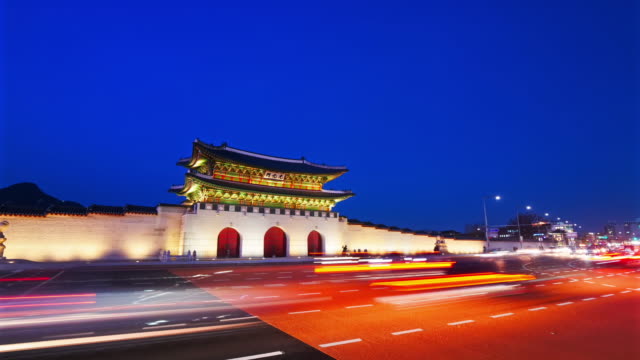 Lapso-de-tiempo-Palacio-de-bella-arquitectura-gyeongbokgung-en-Seúl-Corea-del-sur
