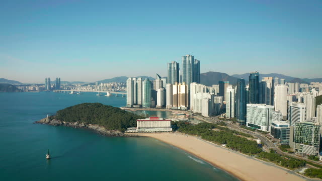 Vista-aérea-de-la-playa-de-haeundae-de-Busan,-Busan-city