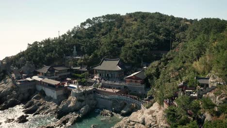 Aerial-view-of-Haedong-Yonggungsa-Temple,-Busan