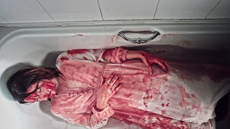 4K-Horror-Bloody-Woman-Laying-in-Bathtub