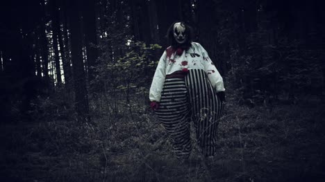 4K-Halloween-Horror-Clown-in-Forest-Waking-Up