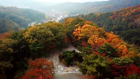 Aerial-view-autumn-of-Moutain-in-Seoul,South-Korea