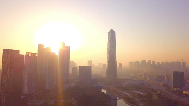 Vogelperspektive-Ansicht-Sonnenlicht-bei-Incheon-City-von-Südkorea