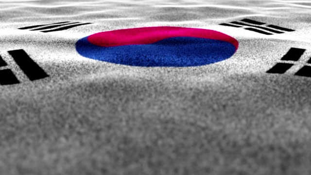 Corea-del-sur-textil-bandera-animación,-Renderización,-Fondo