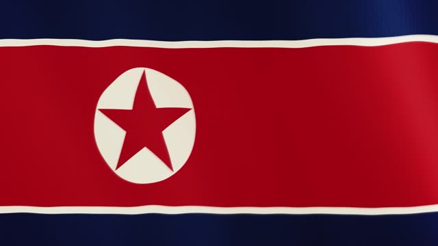 Animación-que-agita-la-bandera-de-Corea-del-norte.-Pantalla-completa.-Símbolo-del-país