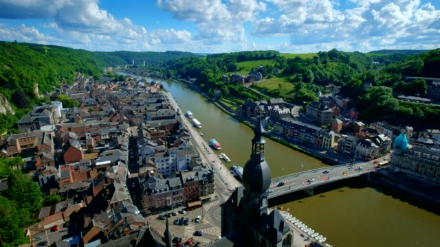 Aerial-view-of-Dinant-town,-Belgium