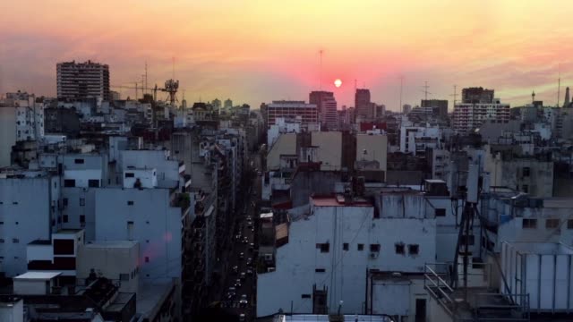 Sunset-On-Buenos-Aires,-In-Argentina.