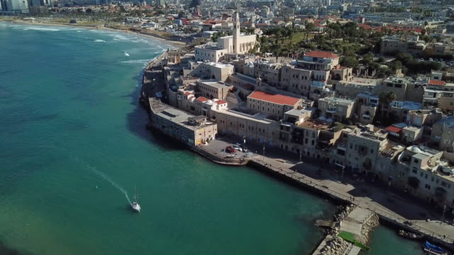 Aerial-View-of-the-port-of-Jaffa-and-St.-Peters-church